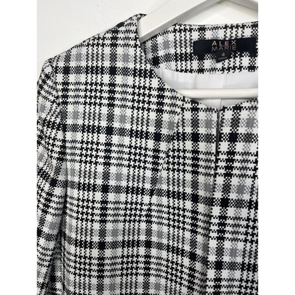 Alex Marie Plaid Long Jacket Women’s Size 4 Gray Black Check Classic Preppy - Picture 5 of 13
